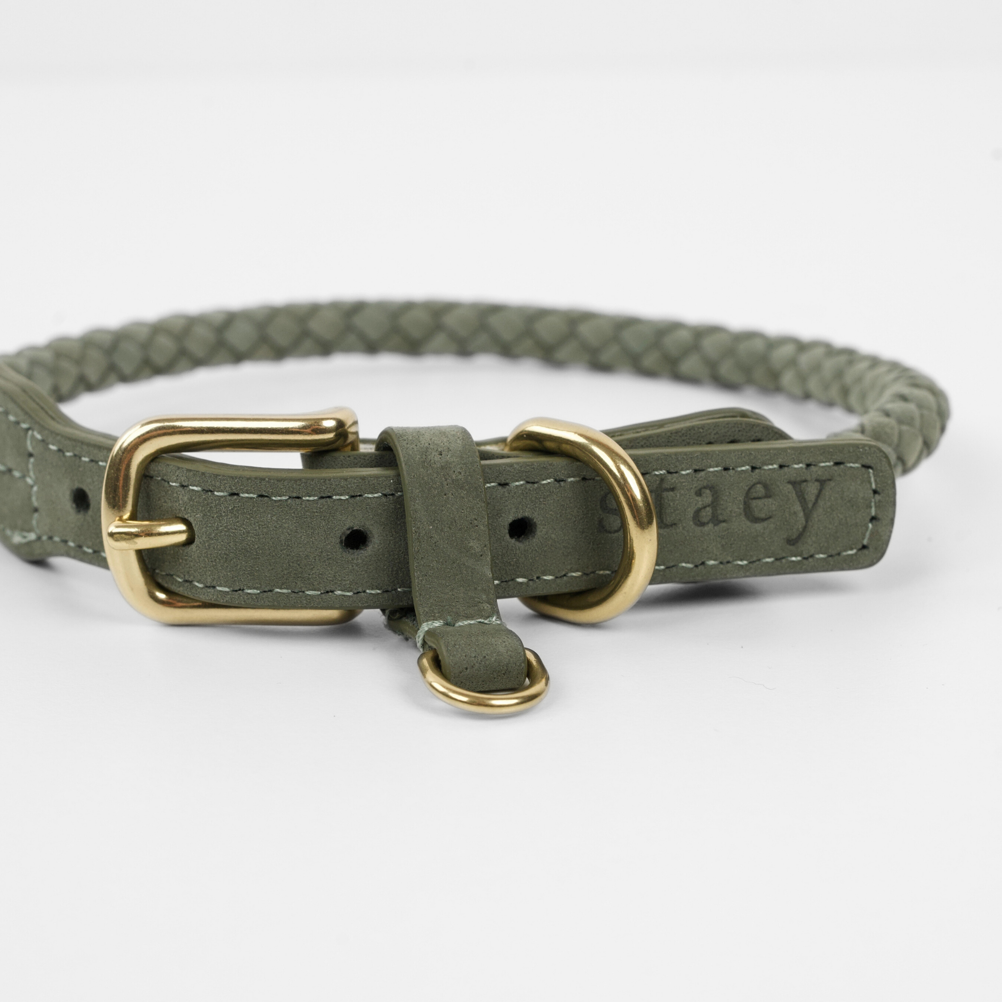 Kaia Braided Dog Collar | Moss Green