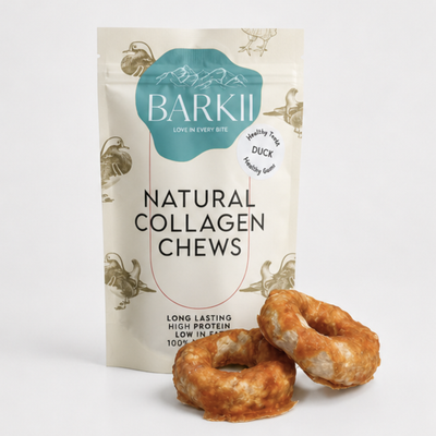 Barkii natural collagen chew donuts for dogs, duck, 100 g pouch