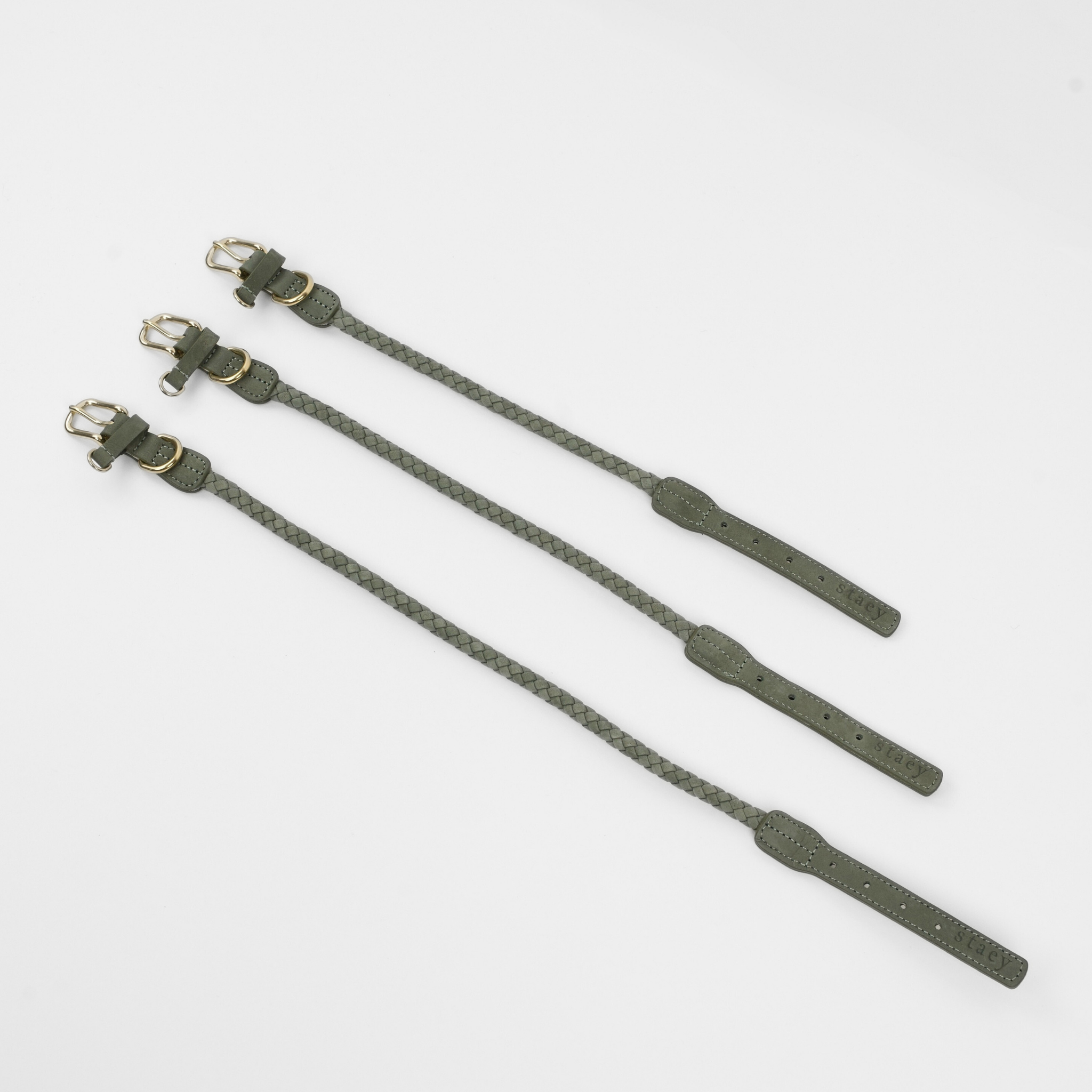 Kaia Braided Dog Collar | Moss Green